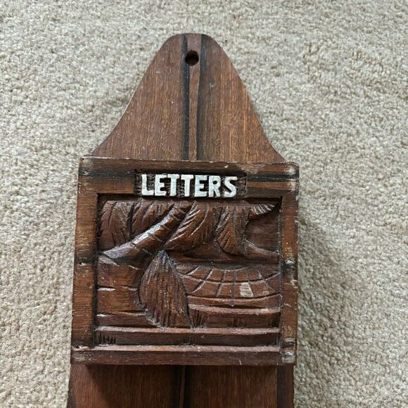 Vintage Wood Wall Hanging Mail Sorter Letters Bills Miscellaneous Pockets - Picture 2 of 9